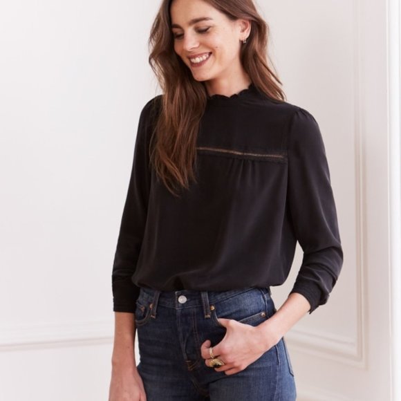 Sezane Tops - Sézane Black Silk Lenny Blouse Size 2 (FR 34)